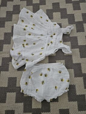Koala Kids White and Yellow Bee Print Matching Set